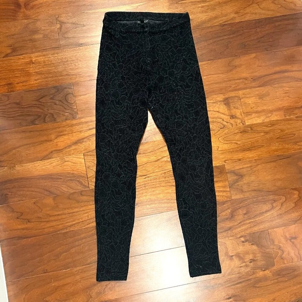 Topshop black floral pants (size 2)